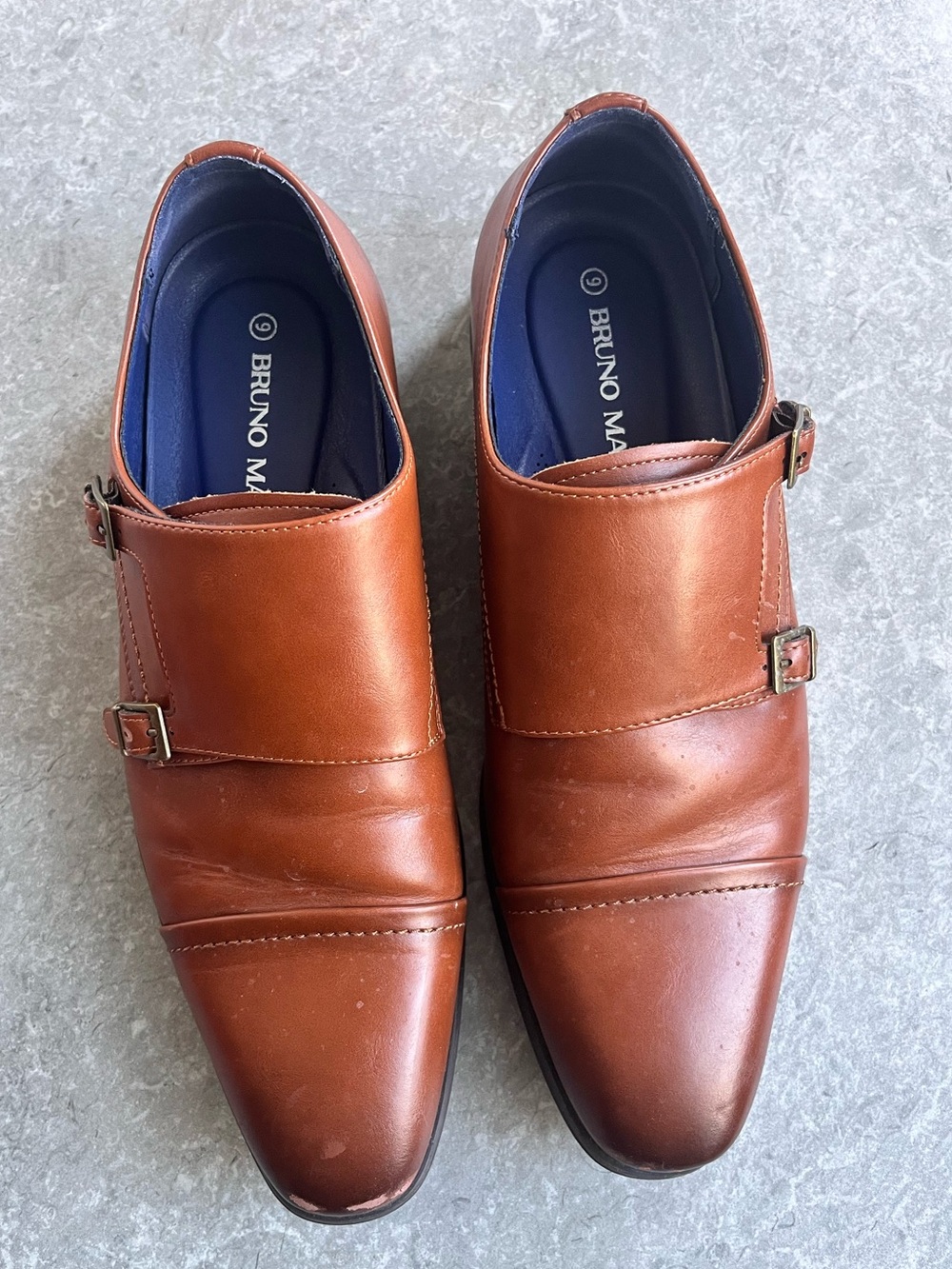 Bruno Magli Tan Double Monk Strap Leather Oxfords